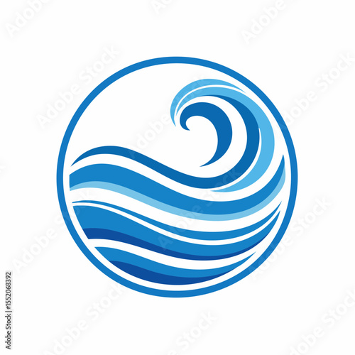 A scalable vector logo featuring a wave pattern with a maritime theme, rendered in blue and white tones, perfect for nautical branding or coastal designs.