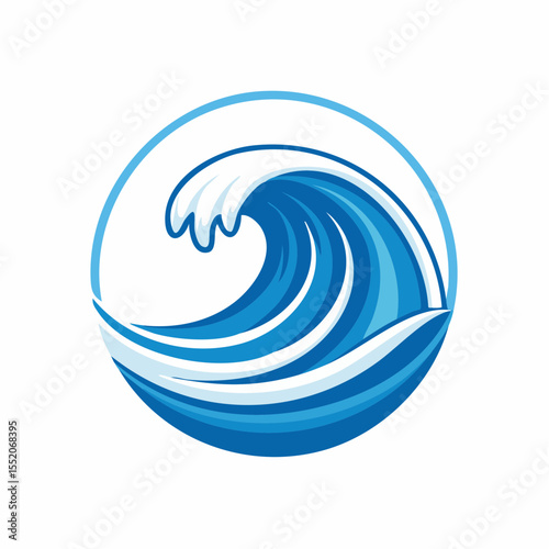 A scalable vector logo featuring a wave pattern with a maritime theme, rendered in blue and white tones, perfect for nautical branding or coastal designs.