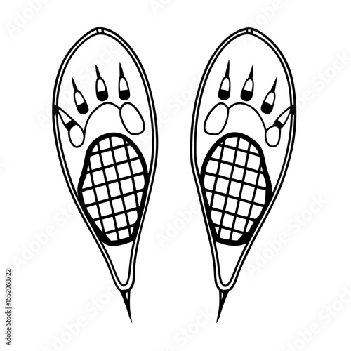 Bear paw snowshoes with clean lines and simple design  