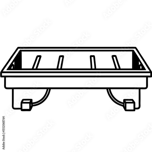 Cable management tray in minimalist style with straight lines  