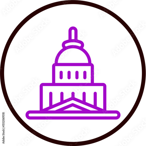 Capitol Building Vector Line Purple Circle Black