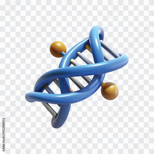 3D DNA Icon | Double Helix, Genetic Structure, Science Symbol Illustration