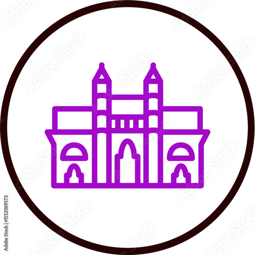 Gateway of India Vector Line Purple Circle Black
