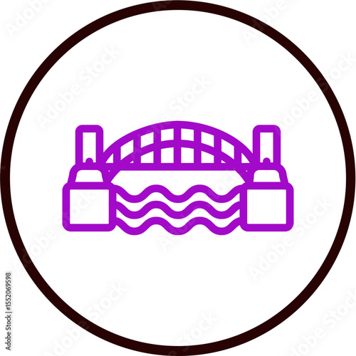 Sydney Harbour Bridge Vector Line Purple Circle Black
