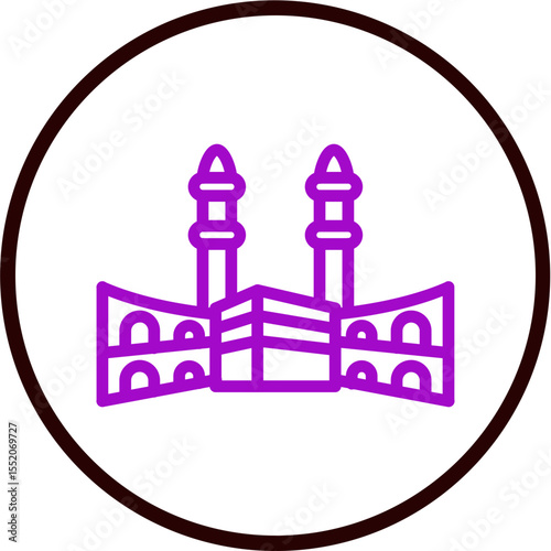 Masjid alHaram Vector Line Purple Circle Black