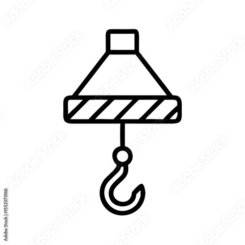 Manual hoist with hook in minimalist line art design  