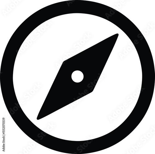Silhouette Compass navigational instrument pointing north direction Vector Illustration