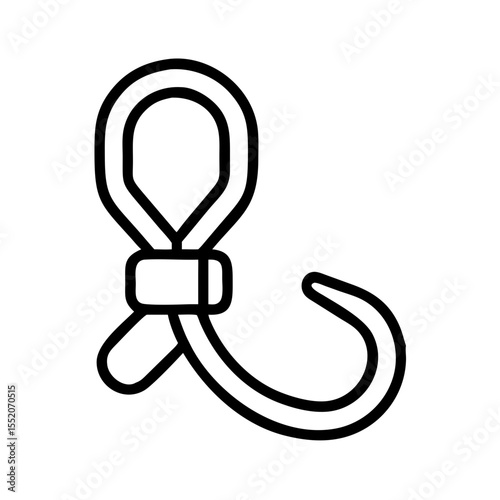 Line drawing of a tie-down strap hook in minimalist style  