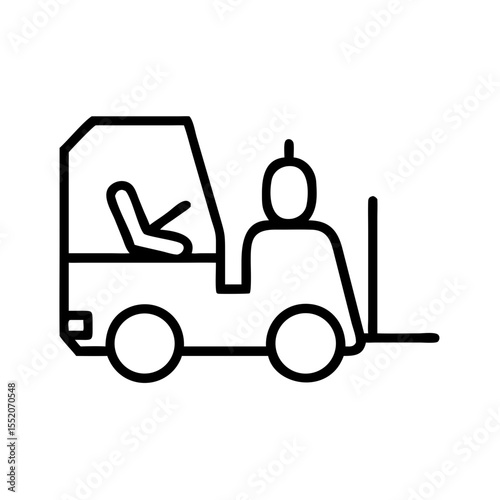 Forklift operator working in industrial setting with machinery