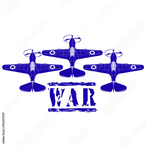 illustration of war zone logo icon and fighter plane
