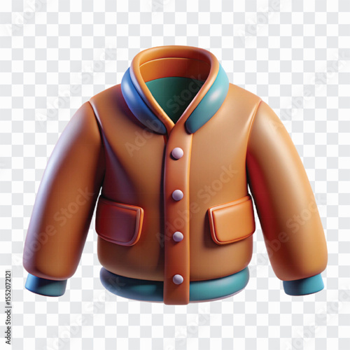 3D Jacket Icon | Outerwear, Fashion Clothing, Stylish Warm Wear Symbol