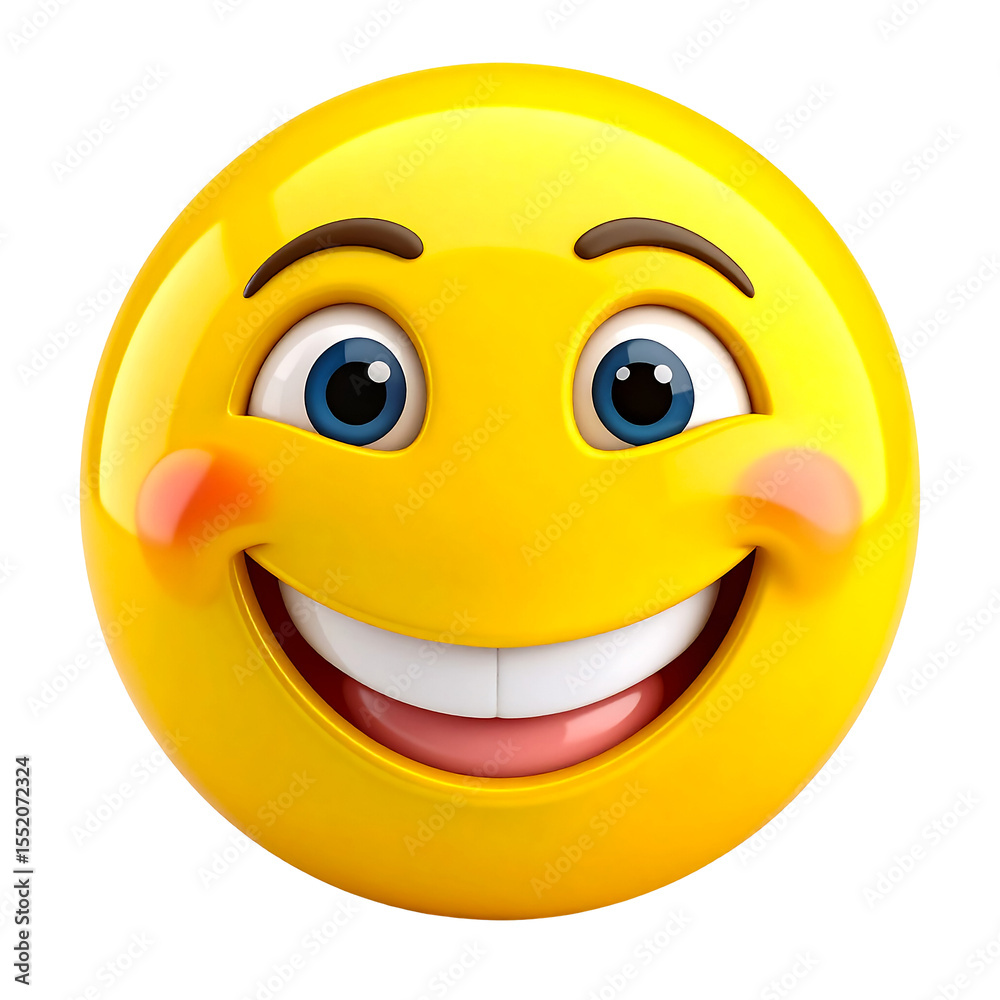 Fototapeta premium Happy smiling emoji face with rosy cheeks isolated on transparent background