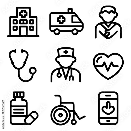 High quality and unique Health Services line icon set