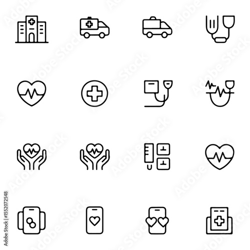 High quality and unique Health Services line icon set