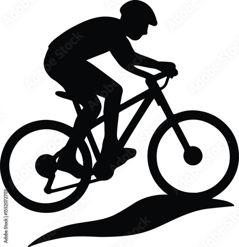 Silhouette cyclist riding mountain bike active lifestyle Vector Illustration