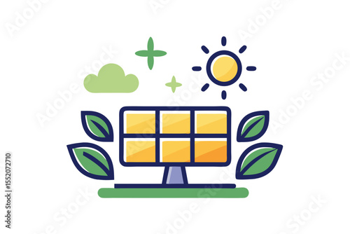 Solar Panel Sun Leaf Icon  
