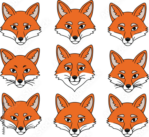 Nine Fox Faces: Expressions & Illustrations for Design Projects