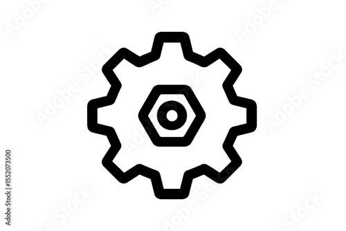 Outline gear icon symbolizing settings or mechanical control.