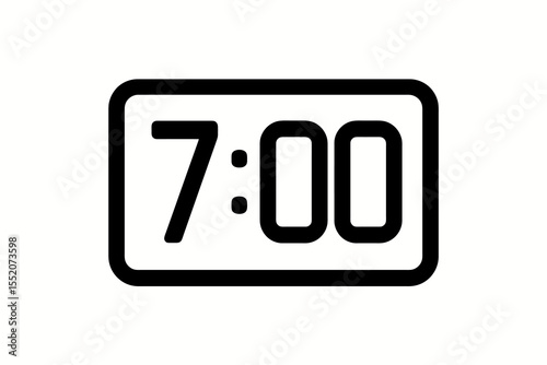 Modern digital clock icon with rectangular outline and 7:00.
