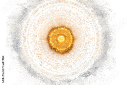 Abstract circular pattern with sunburst effect.