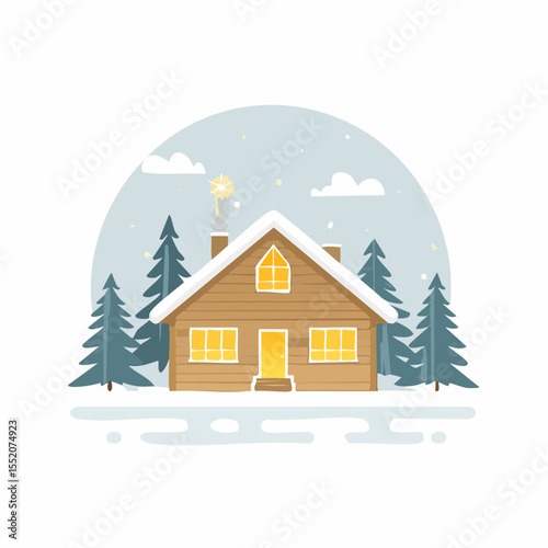 winter landscape with house