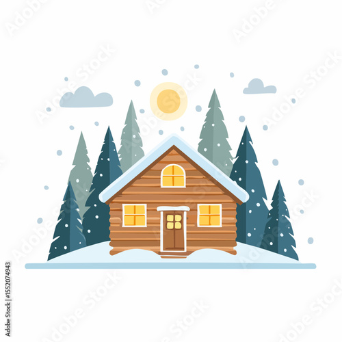 winter landscape with houses