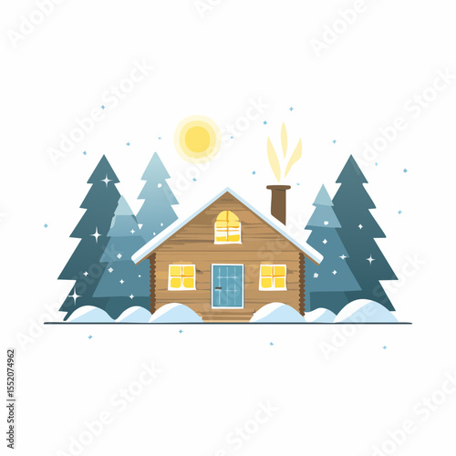 winter landscape with house
