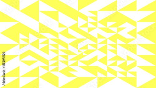 Abstract pattern with yellow and white triangles arranged in a geometric design, creating a vibrant, energetic feel with sharp contrasts and dynamic angles.