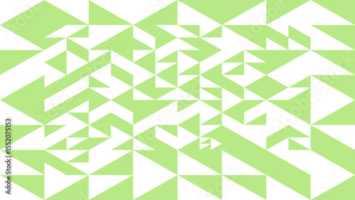 a green and white geometric pattern composed of interlocking triangles.