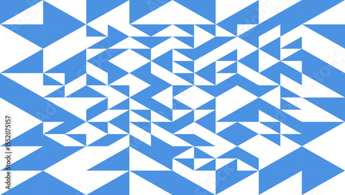 a blue and white quilt with a pattern of interlocking triangles. The triangles are arranged in a symmetrical pattern, creating a visually pleasing design