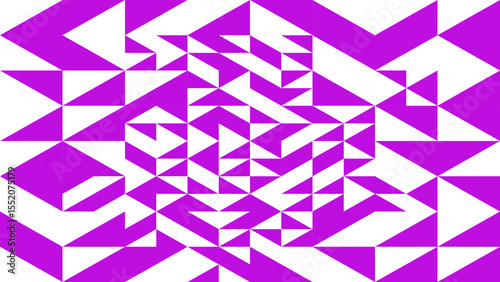 a purple and white geometric pattern composed of interlocking triangles. The triangles are arranged in a symmetrical pattern, creating a visually pleasing and eye-catching design