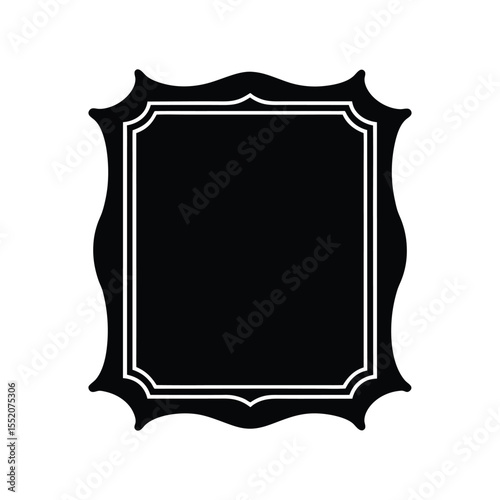 Silhouette illustration of a classic square frame with sharp edges.eps