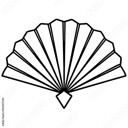 Minimal Folding Fan Line Art