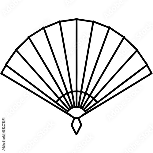 Minimal Folding Fan Line Art
