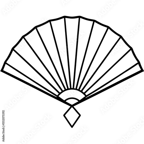 Minimal Folding Fan Line Art