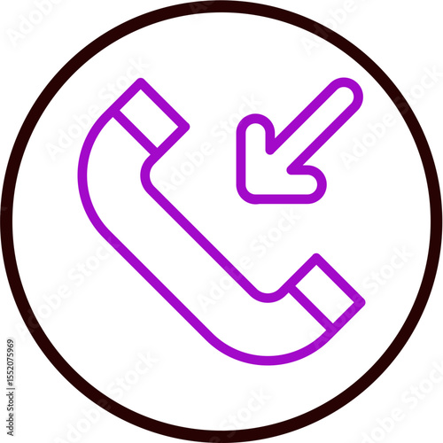 Call Incoming Vector Line Purple Circle Black