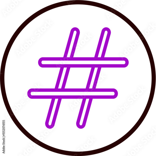 Hashtag Vector Line Purple Circle Black