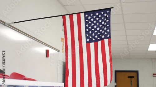 American flag displayed in classroom setting