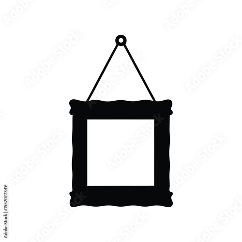 Silhouette illustration of a rustic wooden hanging photo frame.eps