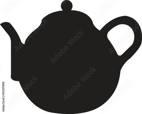 Teapot Silhouette,  Traditional Tea Kettle Icon for Kitchen or Design Use