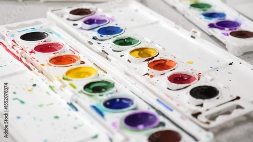Vibrant watercolor art in class
