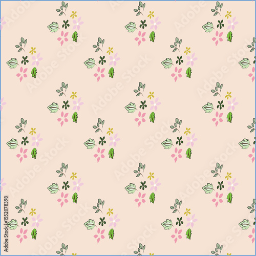 Floral pattern of small flowers and leaves for fabric