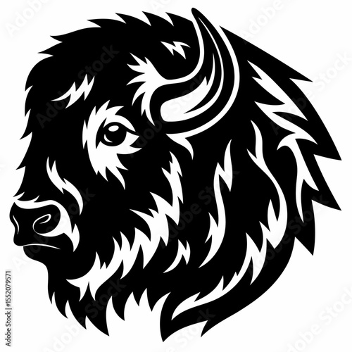 American Bison Woodcut Profile of a Powerful Animal