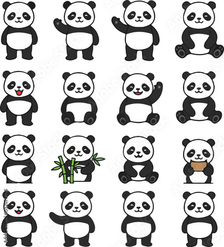 Pixel Art Panda Collection: 16 Cute Panda Bear Illustrations for Design Projects