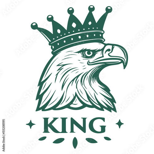 American eagle with crown vector illustration tribal tattoo logo design