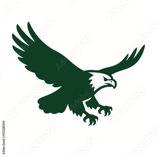 Eagle flying high in the sky in bold silhouette vector style