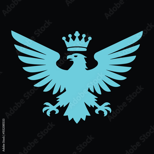 Eagle with wings shield logo symbol vector illustration design icon silhouette
