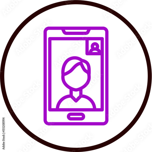 Video Call Vector Line Purple Circle Black