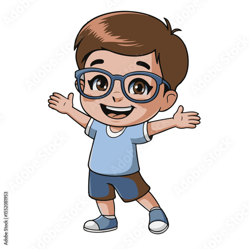 A funny stereotypical cartoon boy genius or student geek with glasses, perfect for educational technology or university-themed content
