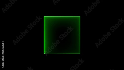 Retro Neon Box Frame Animation – Glowing Rotating Square & Rectangle Symbol.